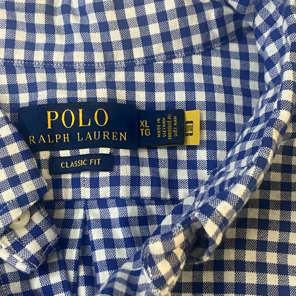 Polo by Ralph Lauren Blue and White Gingham Button-Down Shirt